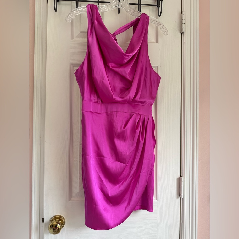 DO+BE Pink Ruched Wrap Cocktail mini  Dress! NEW!